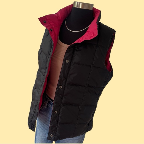 Vintage L.L. Bean reversible down vest pink black M - Picture 2 of 15